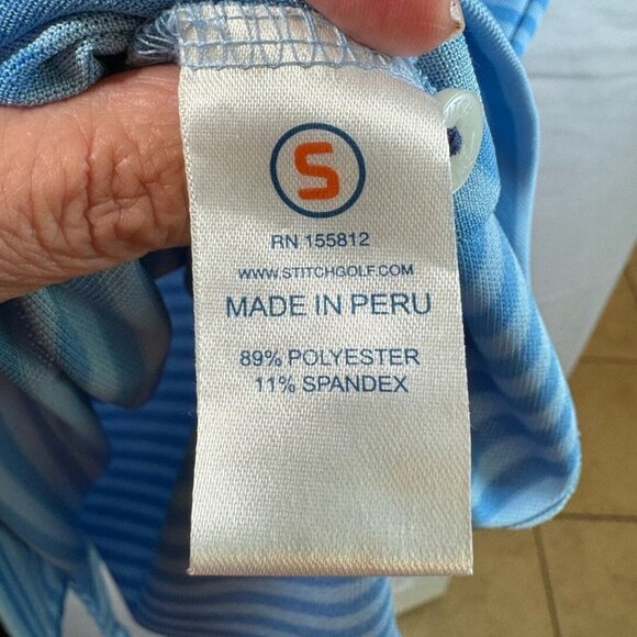 STITCH Dri Fit Polo Shirt Blue striped Preppy Golf Casual Soft Shirt Short Sleev - Picture 8 of 8